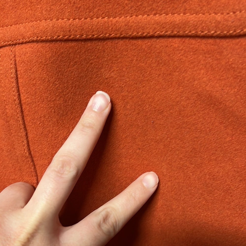 Gap Long Sleeve Full Zip Orange Jacket Toggle Pea Coat Wool Blend Womens M - Picture 8 of 12
